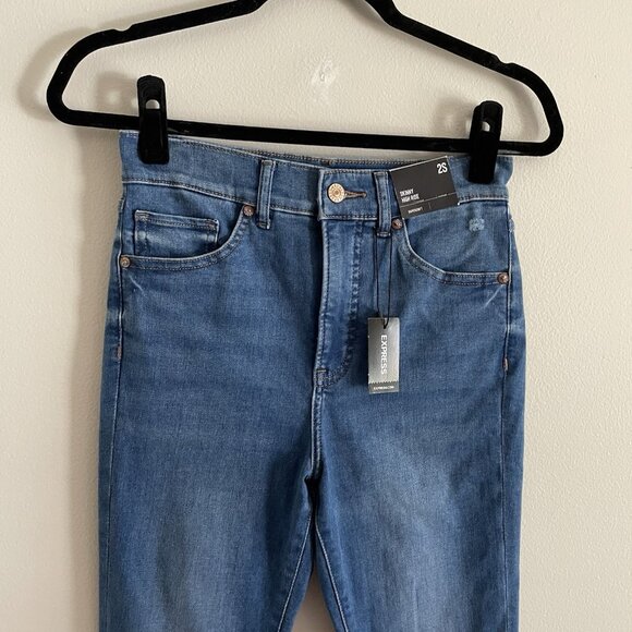 Express Women 2S Ripped Denim Stretch Supersoft High Rise Skinny Jeans NWT - Picture 6 of 16